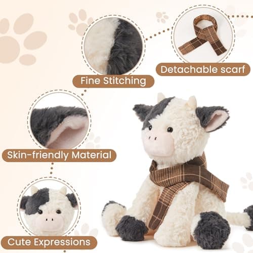 MINISO 10.5" Cow Stuffed Animal Ultra-Soft Cuddle Toy for Kids Boys Girls
MINISO 10.5" Cow Stuffed Animal with Scarf for