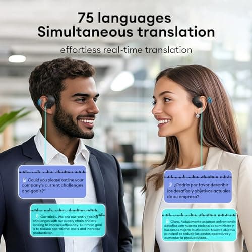 XINLINSHOE Hy-T26 Pro Translation Earbuds for Travel Business Learning (Black) Real Time 144 Language Translator