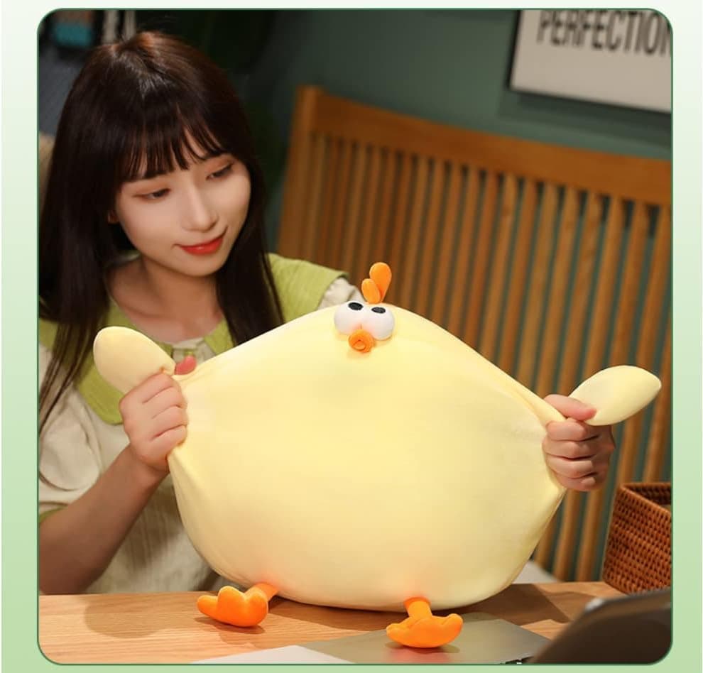 Funny Fat Chicken Plush Pillow for Boys & Girls Festivals, Super Soft Mother Hen Doll, Yellow Plush Stuffed Animal