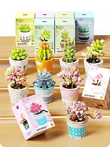 Mini Blocks 225PCS Succulent Plant Bonsai Building Set for Adult Gift, Office and Room Decor, Unique Plant Model Toys