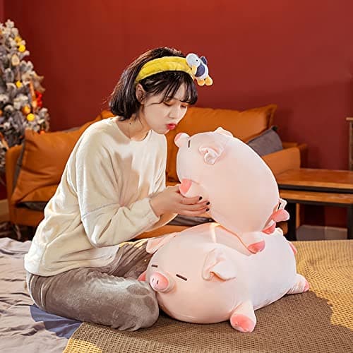 Kawaii Soft Pig Plush Pillow - Adorable Cuddle Toy for Kids and Adults (Squint, 15.7in)  
Kawaii Soft Pig Hugging Pillow
