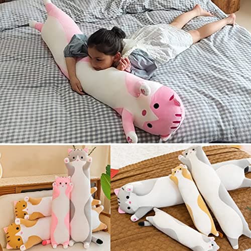 Giant Cat Pillow for Kids and Girlfriend (Gray, 130cm/51.18inch) Soft Hugging Toy for Snuggling