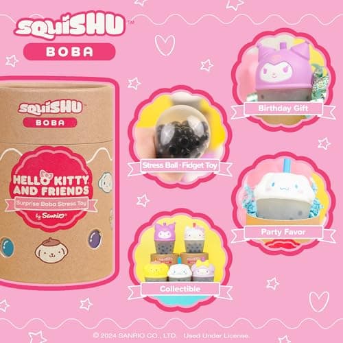 Hamee Sanrio Hello Kitty and Friends [Surprise Blind Capsule] Boba Series Squishy Figurines for Kids Birthday Parties a