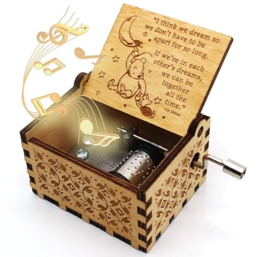Ukebobo Wooden Music Box for Friend and Cousins - The Pooh Saying Music Box, Perfect New Year's Gift - 1 Set