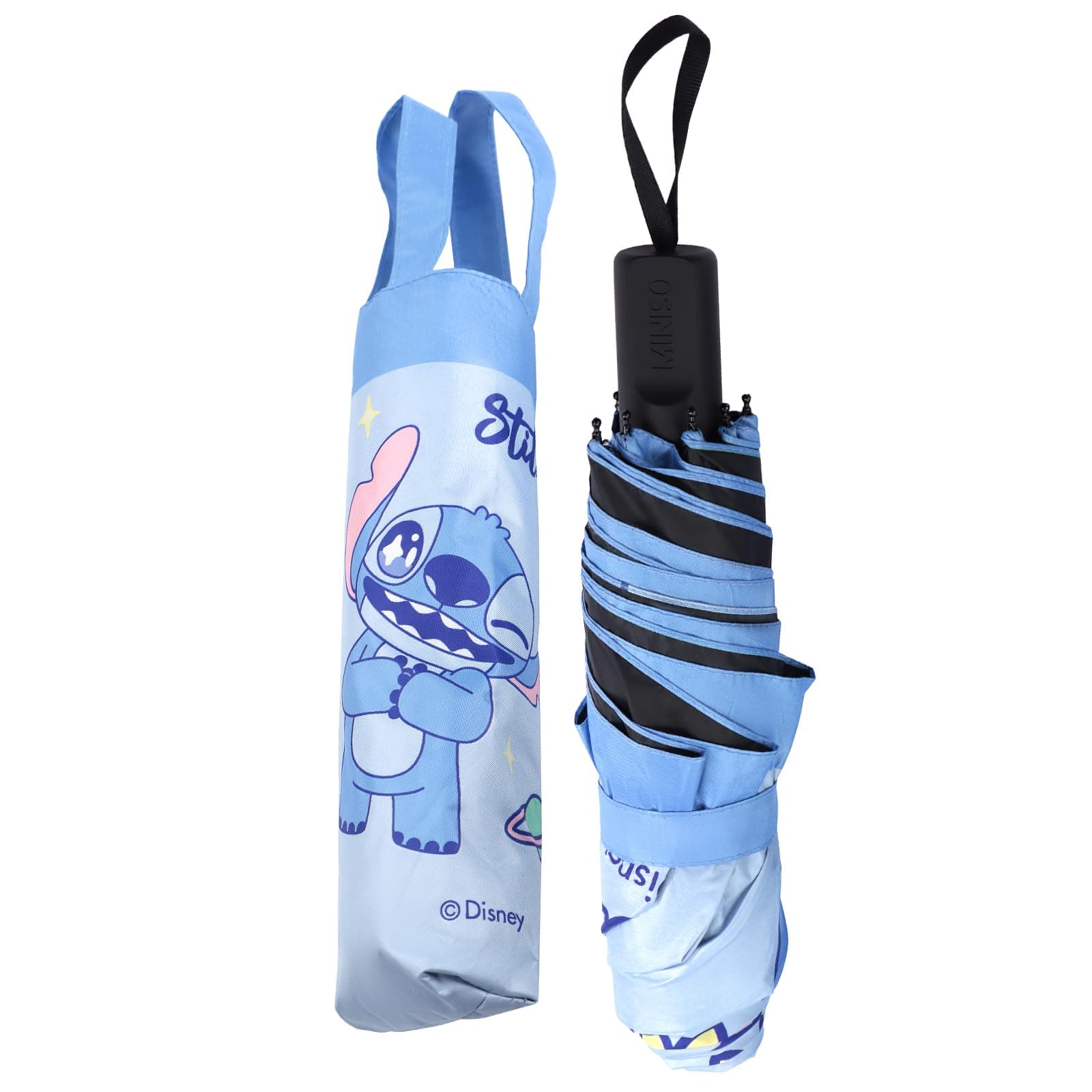 MINISO Disney Stitch Dinner Party Collection Cute Travel Umbrella For Women Girls And Boys Rain And Sun Protection Beach