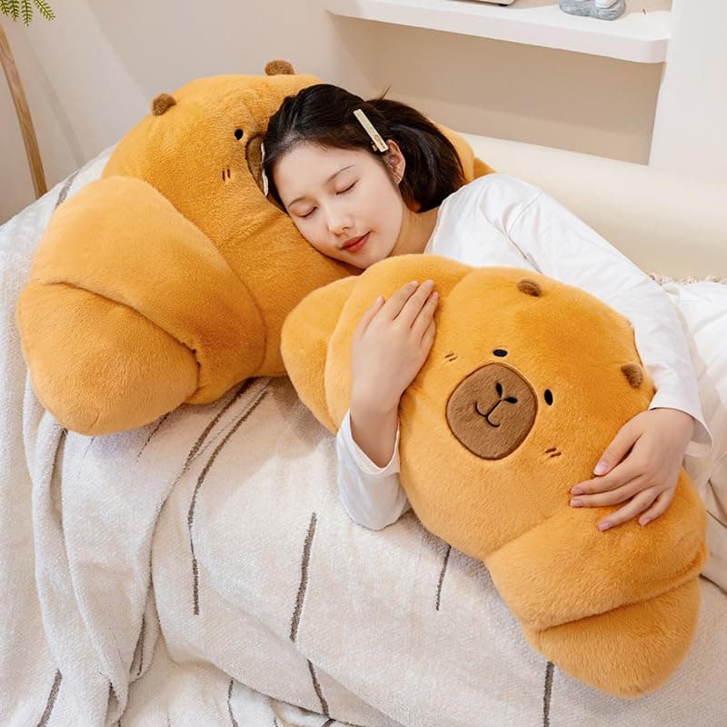 PEACH CAT Capybara Plush Pillow for Kids Soft Food Stuffed Animals 19.7" CroissantGift