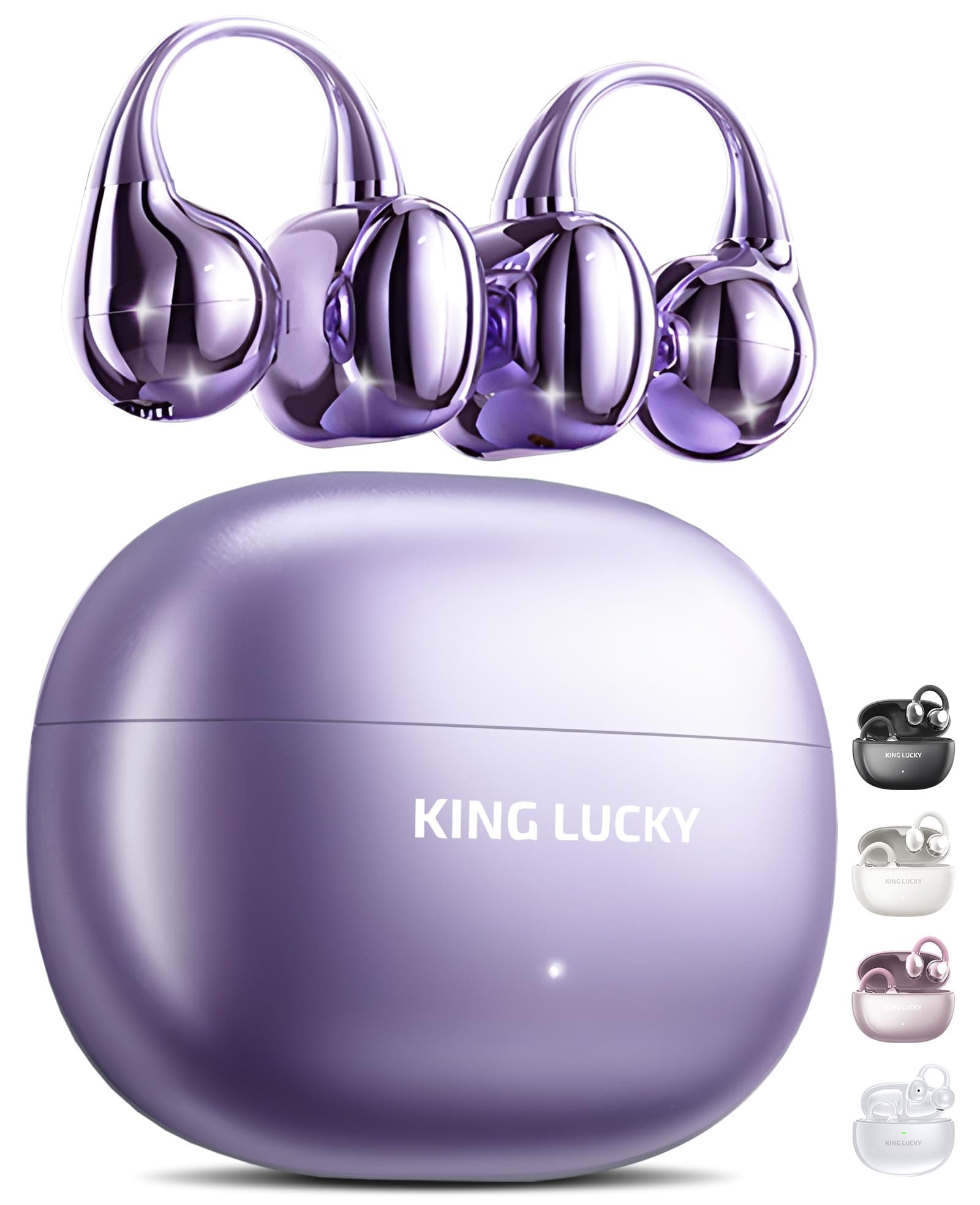 King Lucky Clip on Earbuds Open Ear Wireless Bluetooth 5.4 Headphones (Purple)  
King Lucky Clip on Earbuds Open Ear Wir