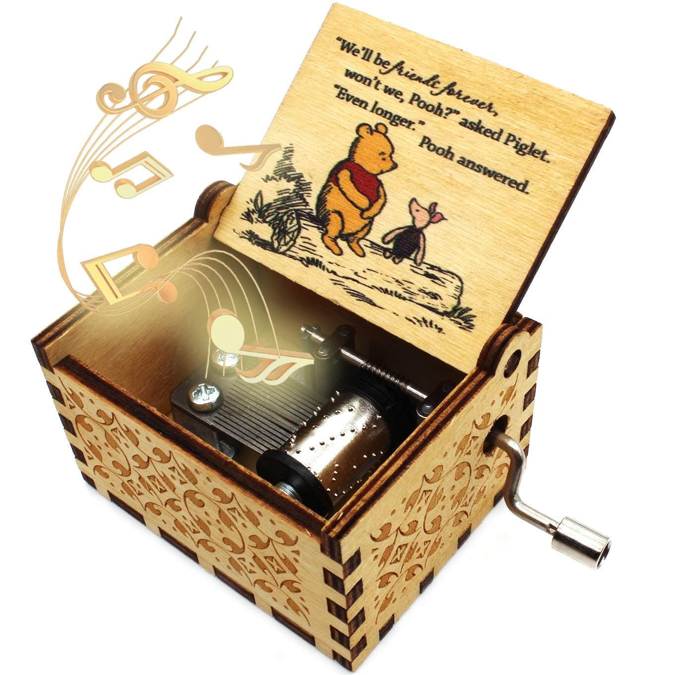 Ukebobo Wooden Music Box for Friend and Cousins - The Pooh Saying Music Box, Perfect New Year's Gift - 1 Set