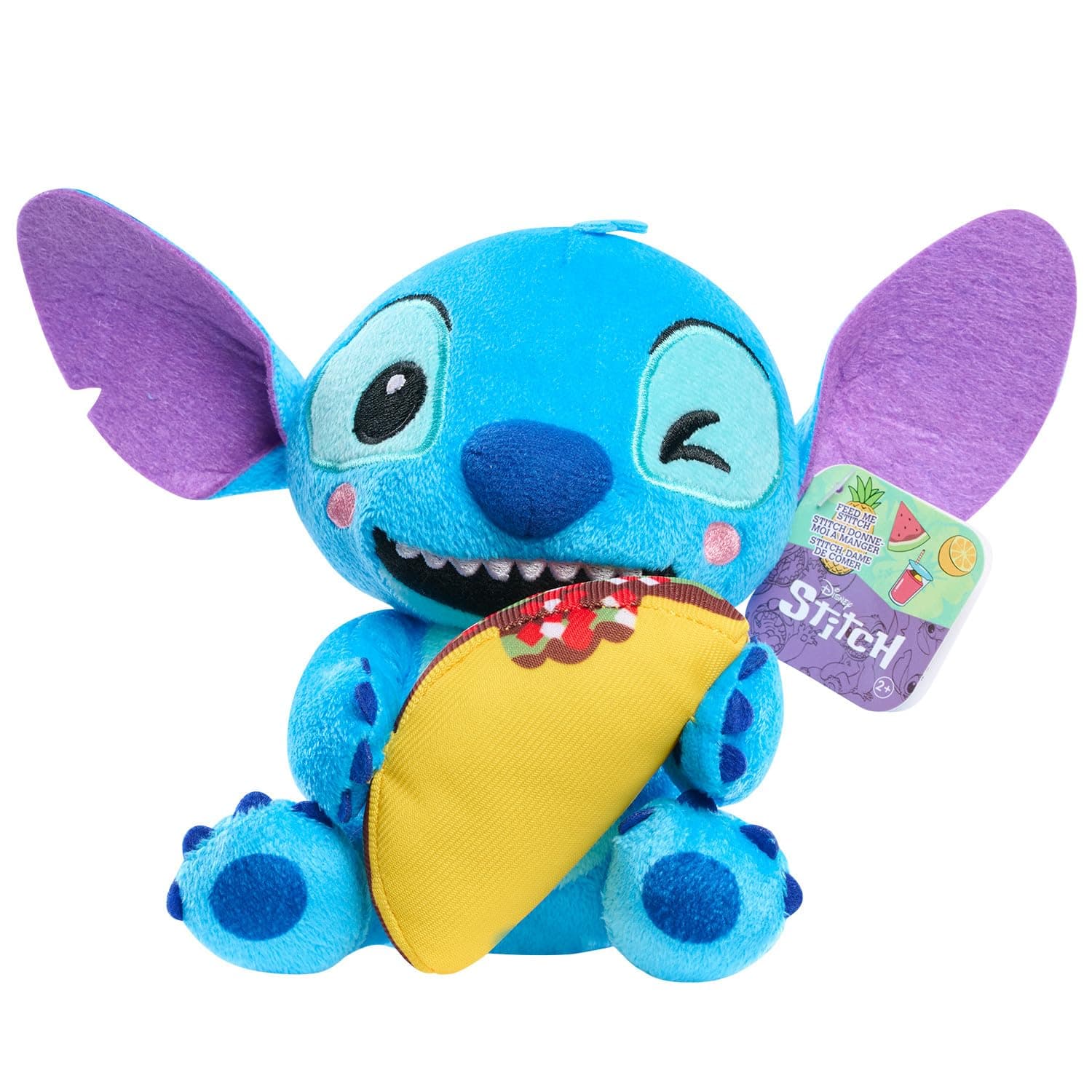 Disney Stitch Small 7-inch Plush Stuffed Animal Toys for Kids Ages 2 Up with Taco Scene Just Play