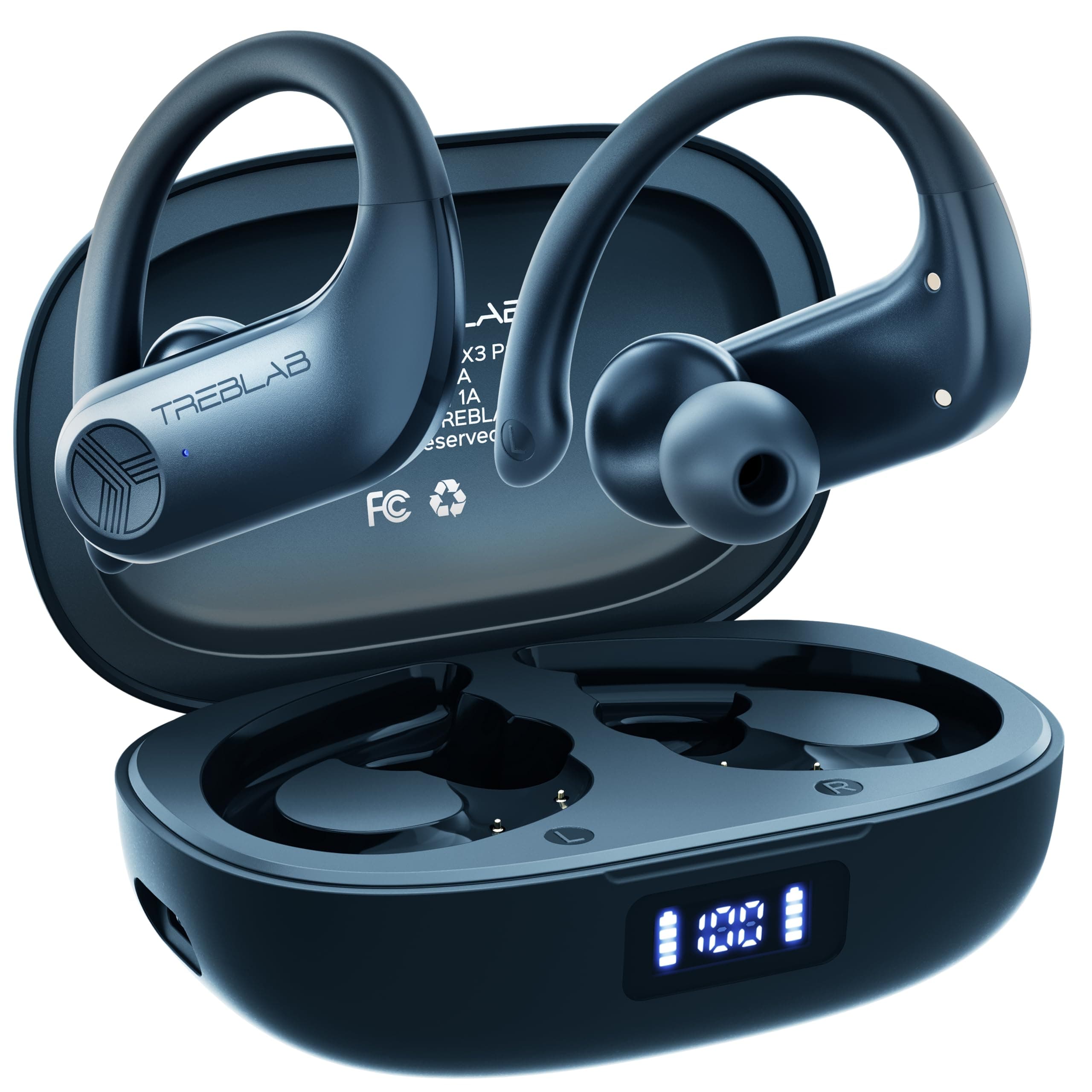 TREBLAB X3 Pro Sport True Wireless Earbuds for Workout, Punchy Bass and Noise Isolation, 145H Playtime