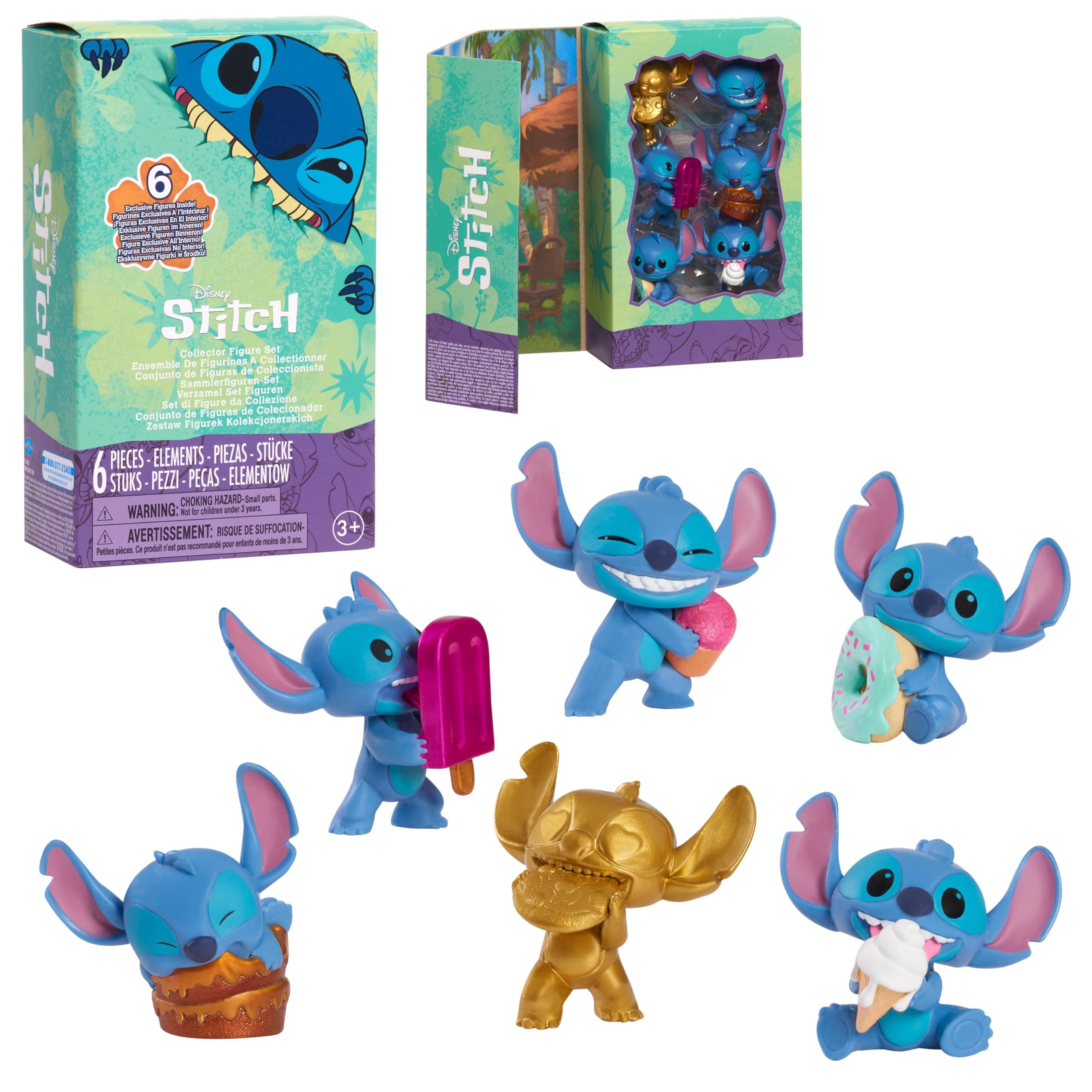 Disney Stitch Feed Me 6-piece Collectible Figure Set for Kids Ages 3 Up | Premium Collector Package | Amazon Exclusive b