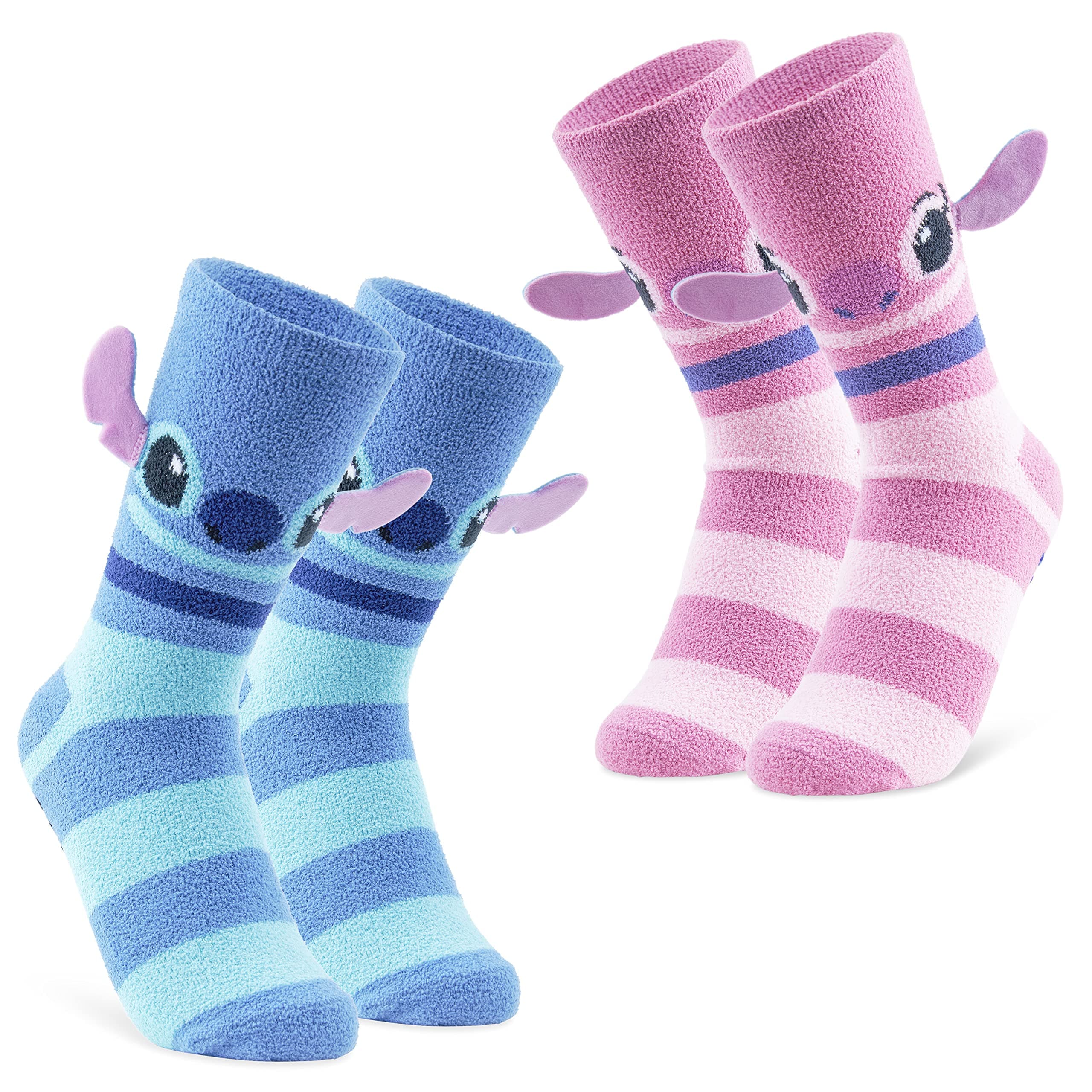 Disney Fluffy Socks Women, Stitch Multipack Slipper Socks - Perfect Gift for Ladies, OEKO-TEX STANDARD 100 Certified Com