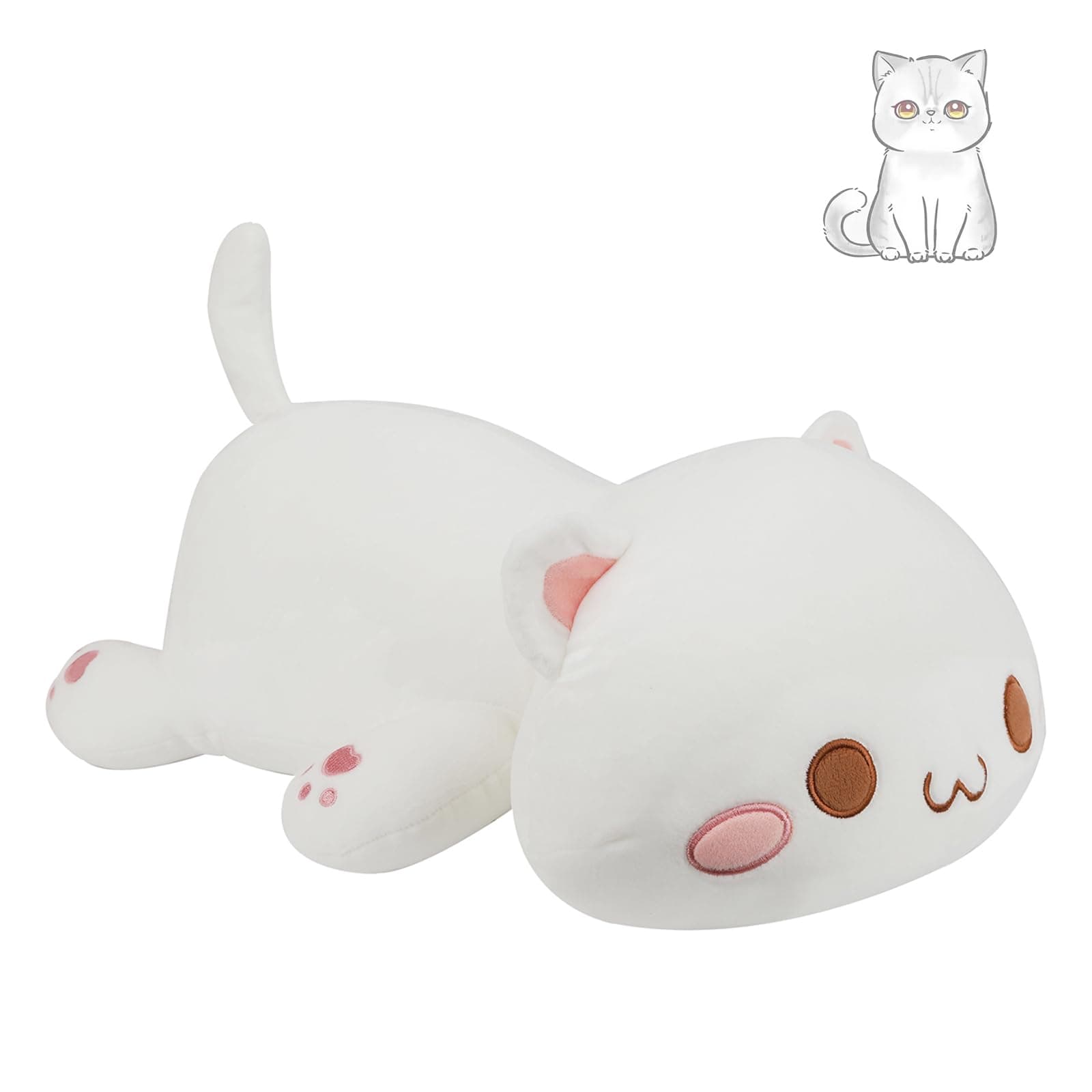 AFAN Cat Stuffed Animals Soft Plush Toys for Kids and Girls Boys Room Decor Gifts (Round Eyes, White, 1|7 Inch)
AFAN K