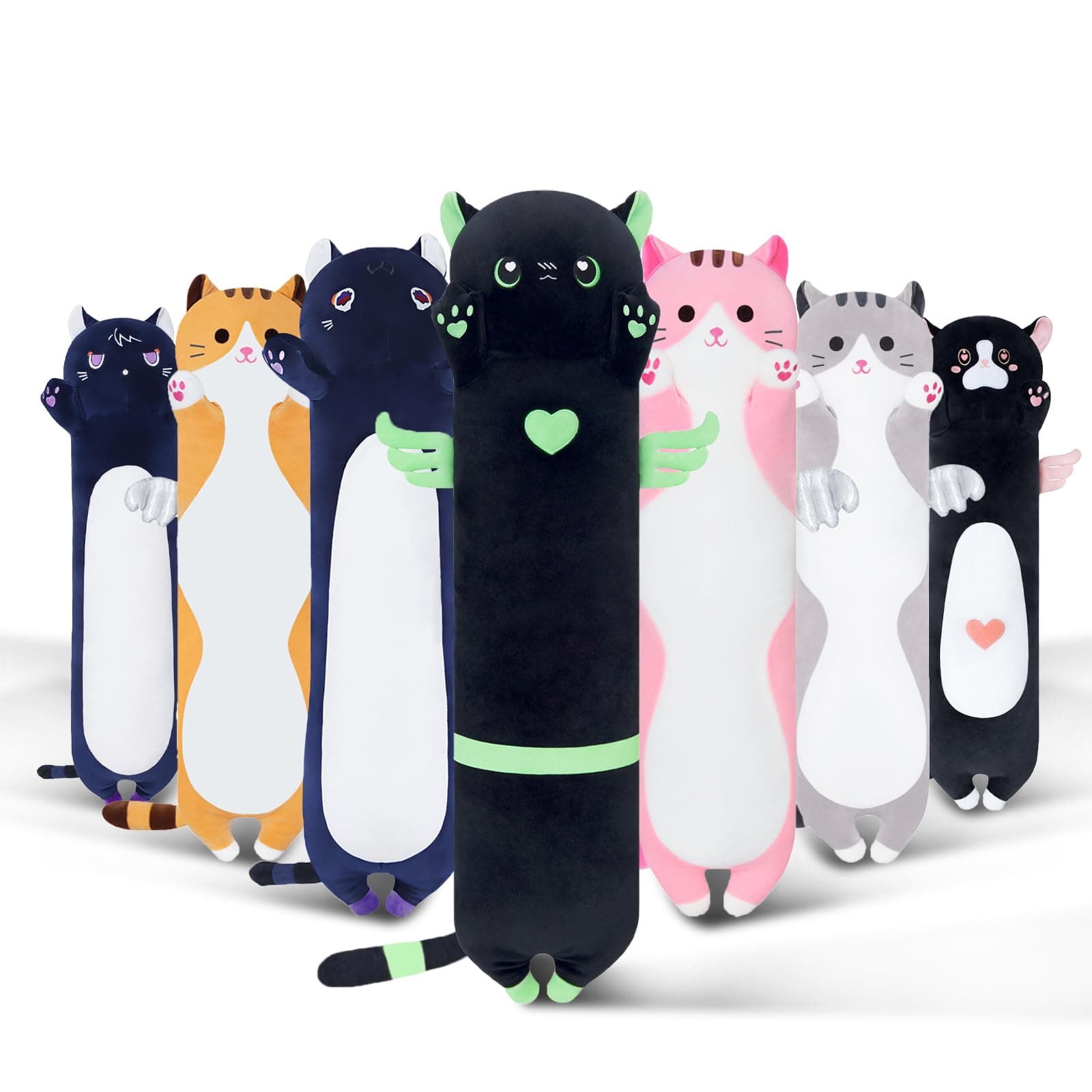Cute Long Cat Plush Body Pillow for Girls and Girlfriend(AngelCat Green, 19.6in/50cm)
Cute Cat Plush Toy Pillows with