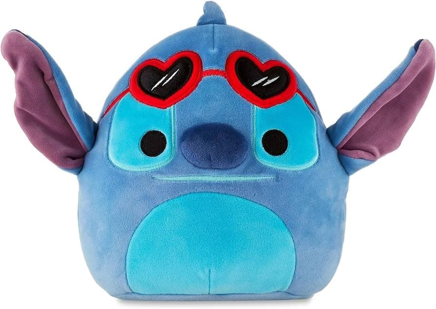 Squishmallows Valentines Disney Stitch Heart Glasses Blue 6.5"" Soft Stuffed Toy Perfect Gift for Kids and Adults Heart-