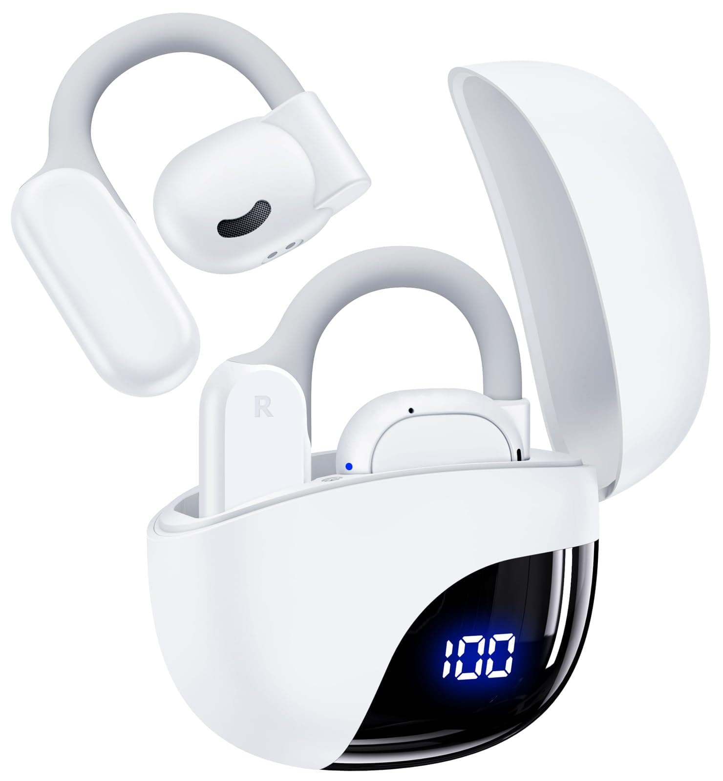 TAGRY Bluetooth 5.3 Earhooks Earbuds for Workout Running White