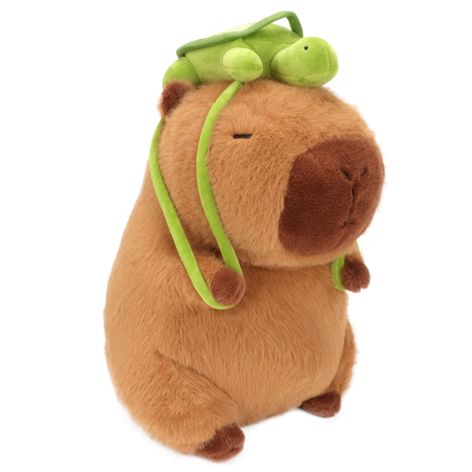 Kawaii Capybara Plush Toy for Kids and Adults - 9 Inch Cute Capybara Stuffed Animal with Turtle Backpack