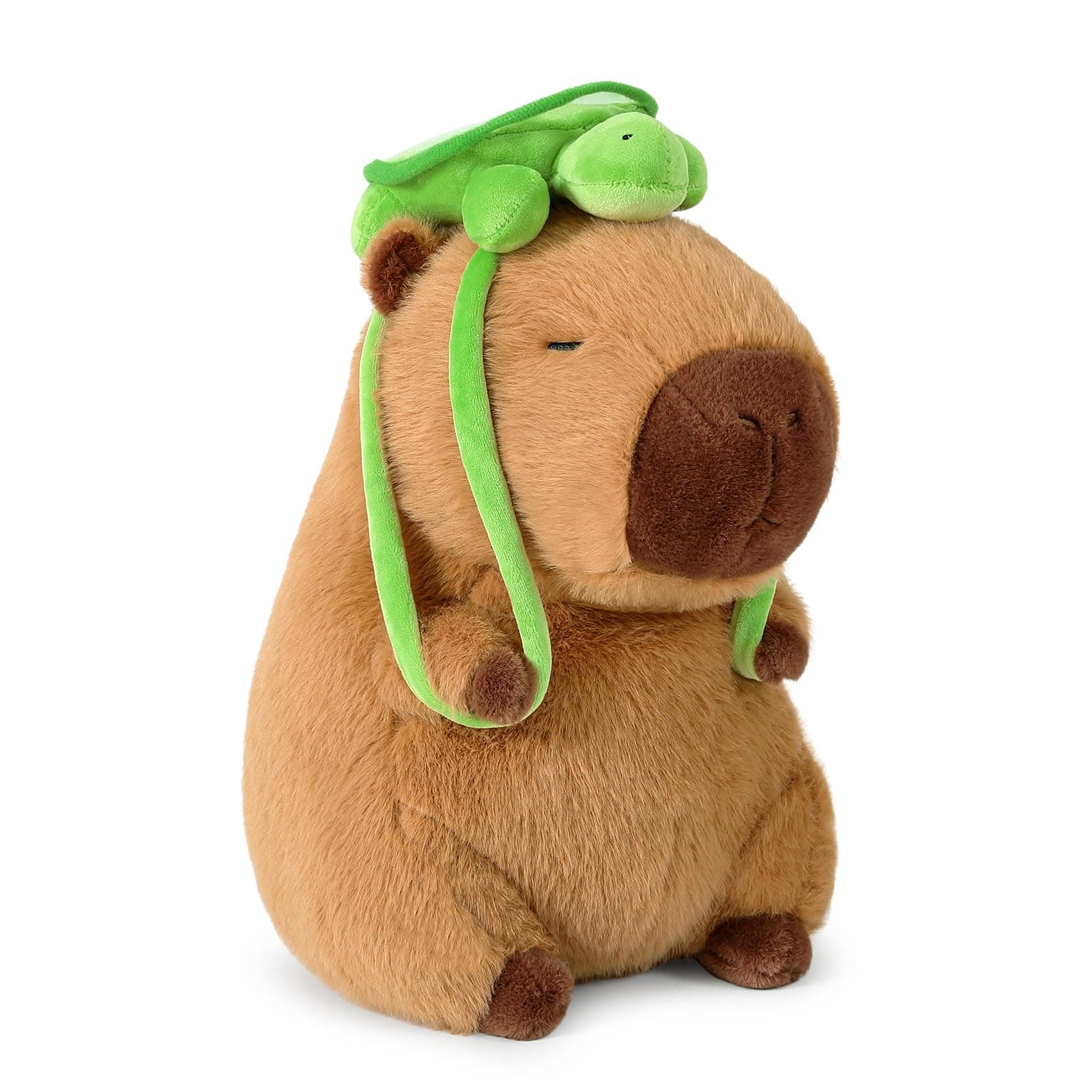 Ditucu Cute Brown Capybara Plush with Turtle Backpack for Kids 13 Inch Hugging Gifts