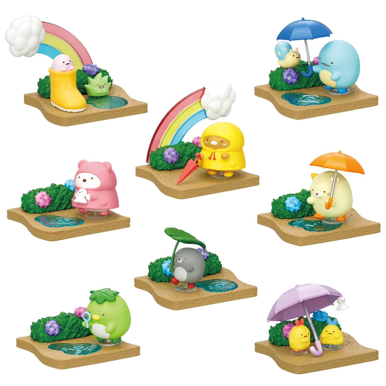 Re-Ment Sumikko Gurashi Walking on a Rainy Day Blind Box for Home Decor Lovers - Includes 1 of 8 Collectible Mini Figuri