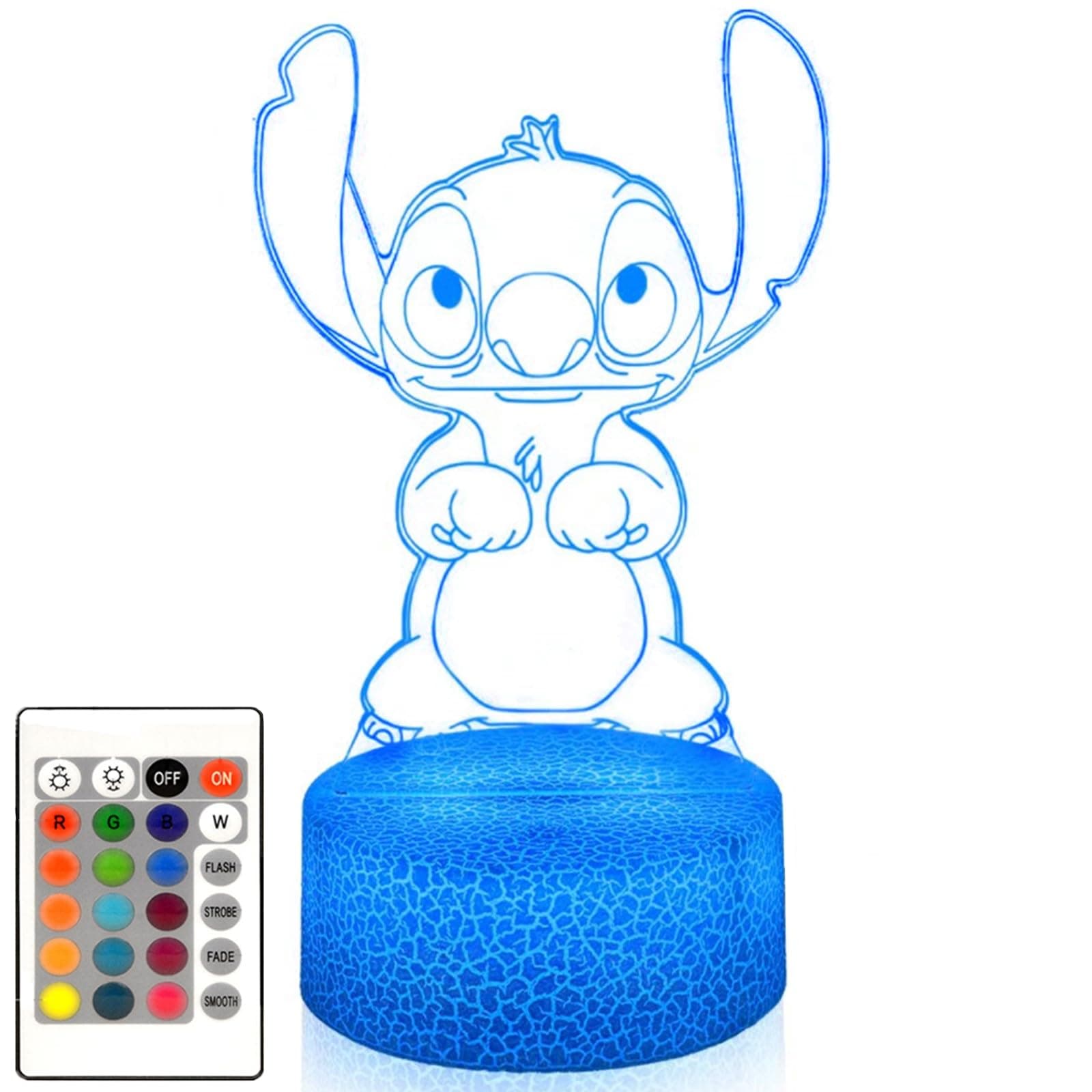 Stitch Gifts 3D Illusion Night Light for Kids - 16 Colors & Smart Touch, Bedroom Decoration Gift for Teens Boys Girls