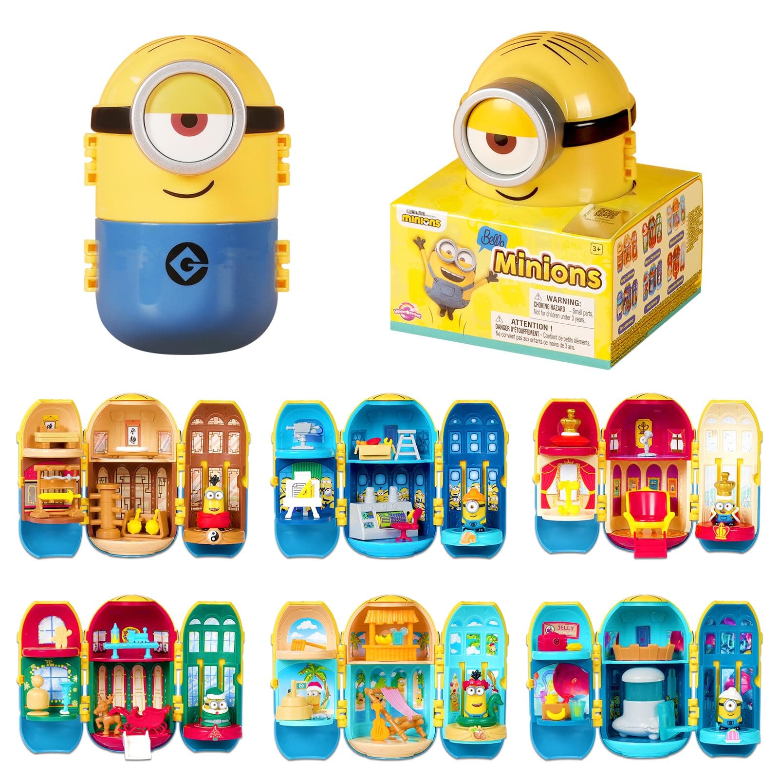 Minions Blind Box Figures Toys for Adults & Kids Age 3+, Surprising Party Series Scene Set for Home Decor Desk Accessori