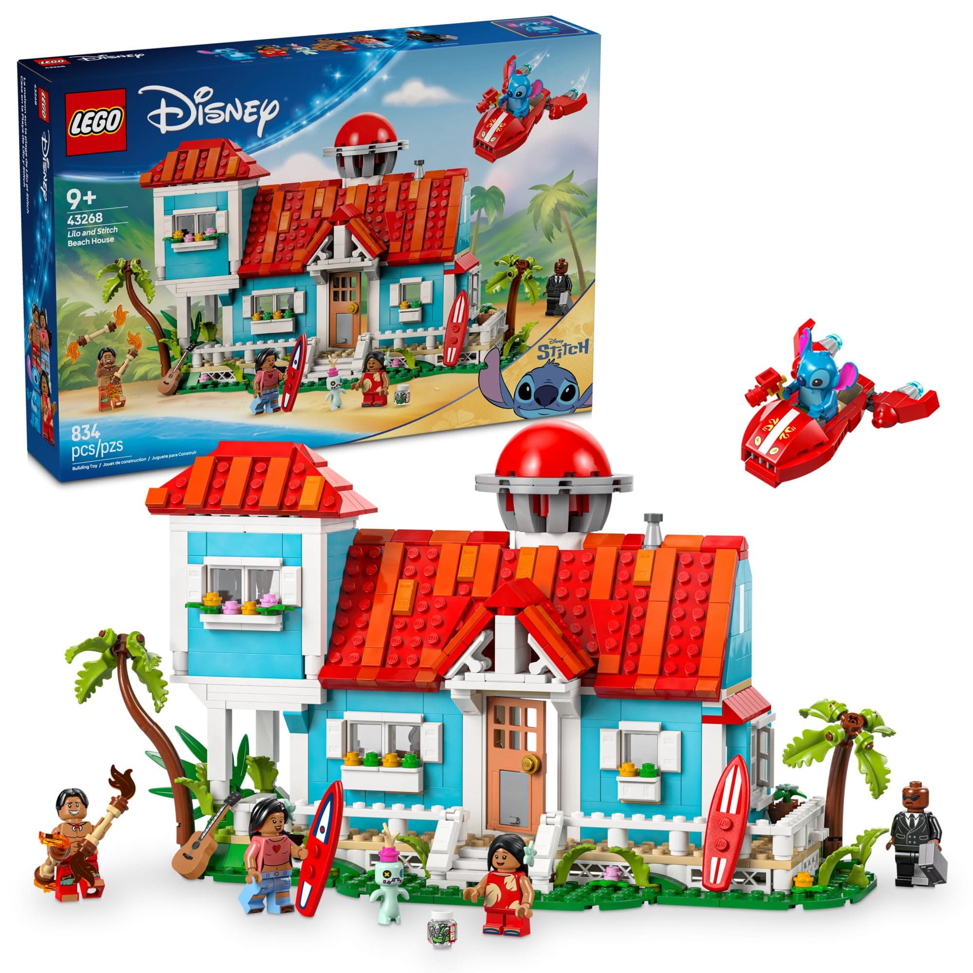 LEGO Disney Lilo and Stitch Beach House Toy for Kids 9+ - Building Playset with 5 Minifigures | Ideal Gift for Lilo & St