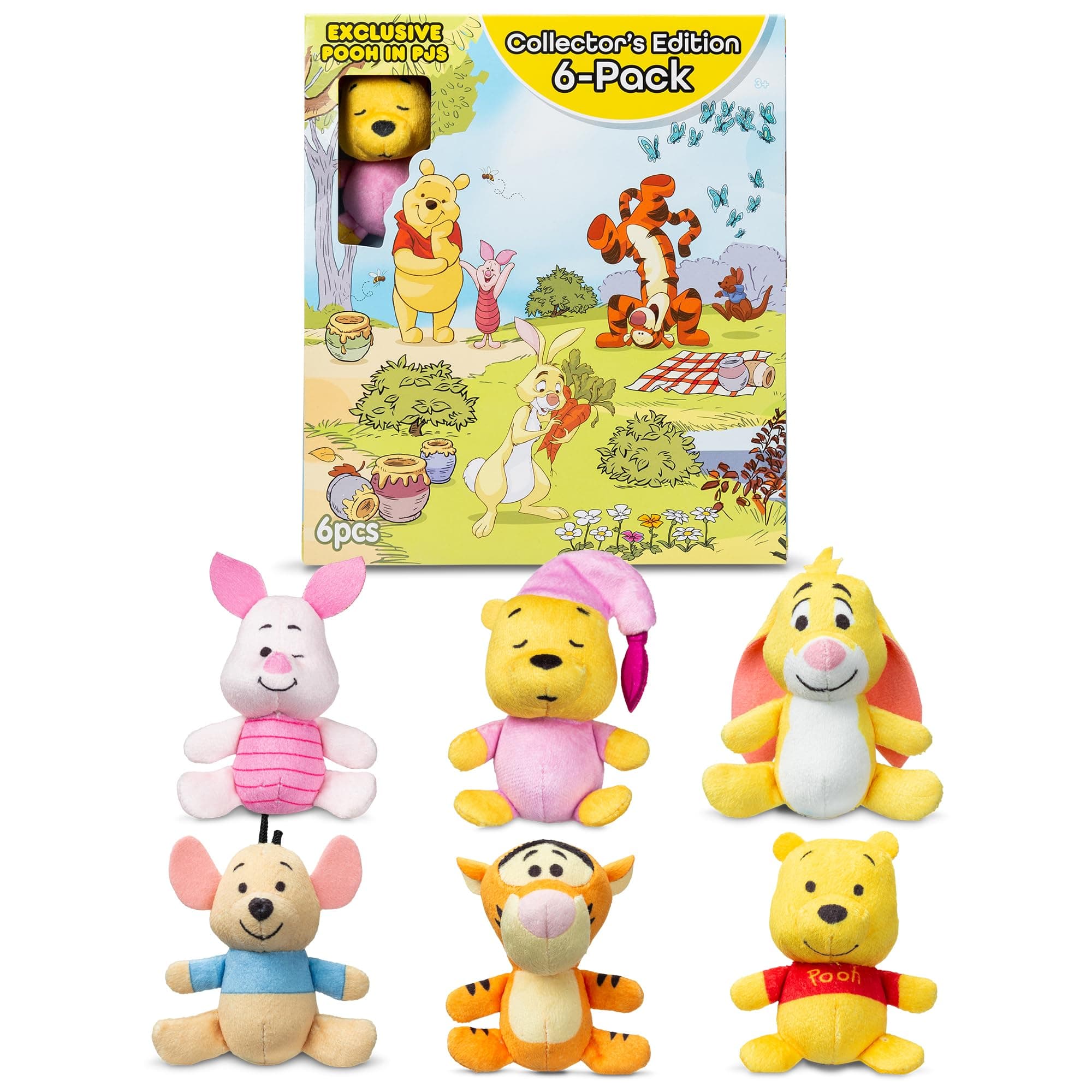 Winnie The Pooh and Pals 6 Pack Miniature Plush Figure for Kids Ages 4+ - Soft Suffed Animal Toy