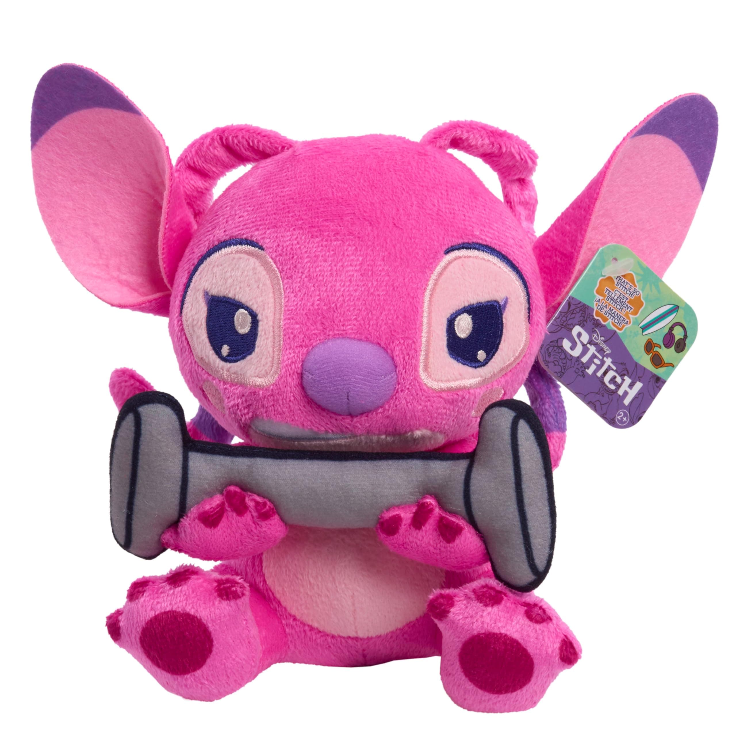 Disney Stitch That's So Stich Angel Small 7-inch Plush Stuffed Animal for Kids Ages 2 Up Pink Alien Features Interactive