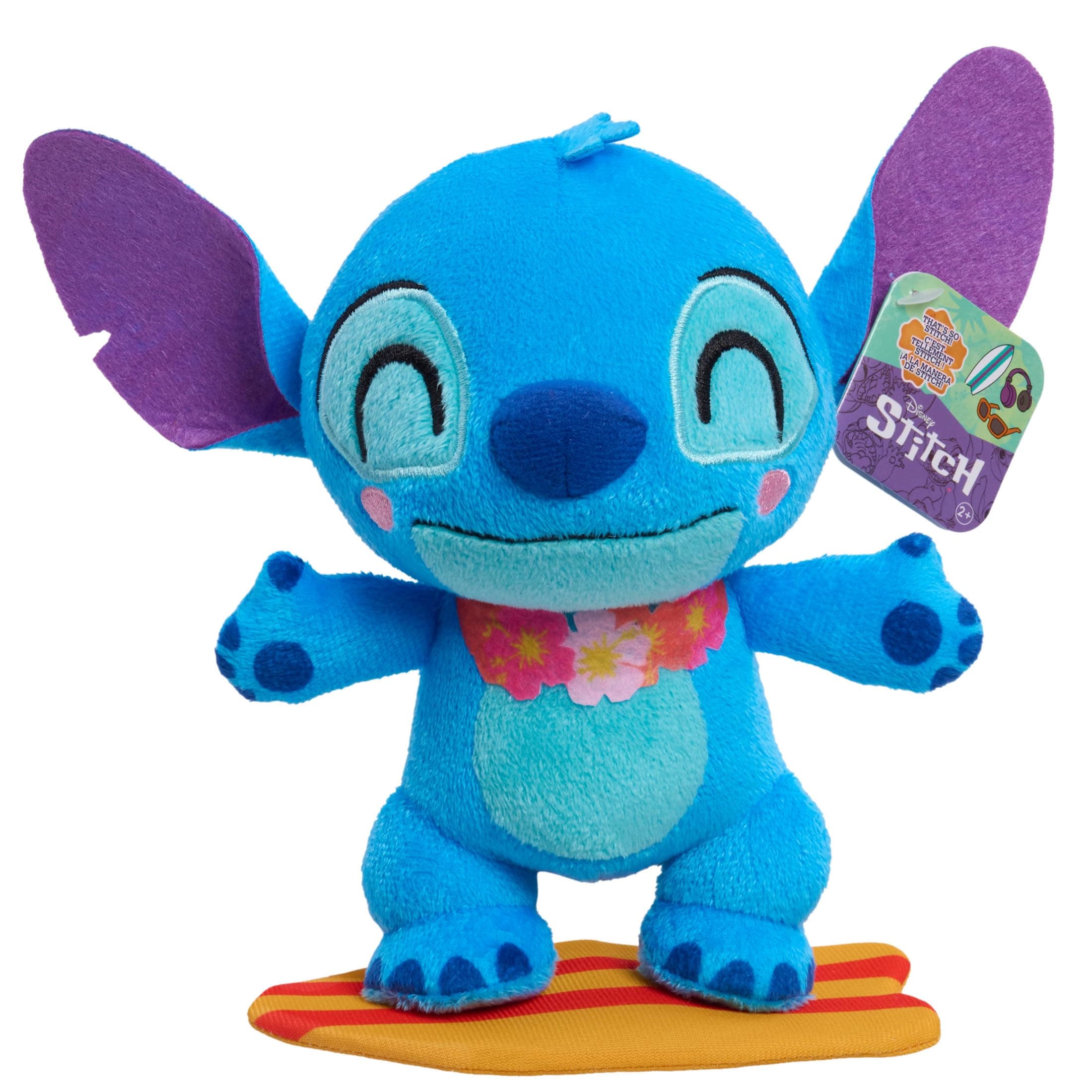 Disney Stitch That's So Soft Small Surfer Stitch Plush, 7 Inch Plush Toy, Stuffed Animal for Kids Ages 2 Up