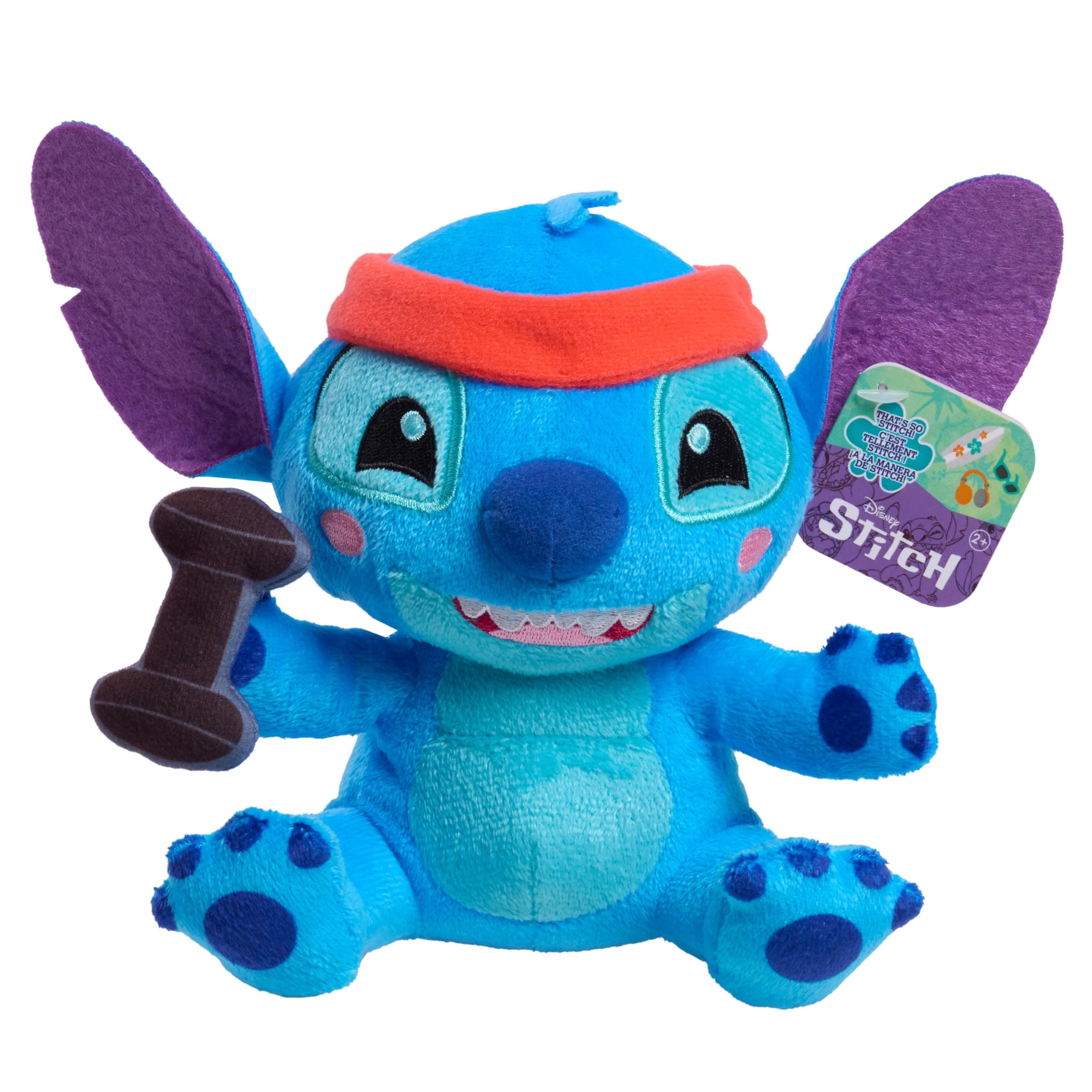 Disney Just Play Stitch Small 7-inch Plush with Barbell, Soft Material, Kids' Toy