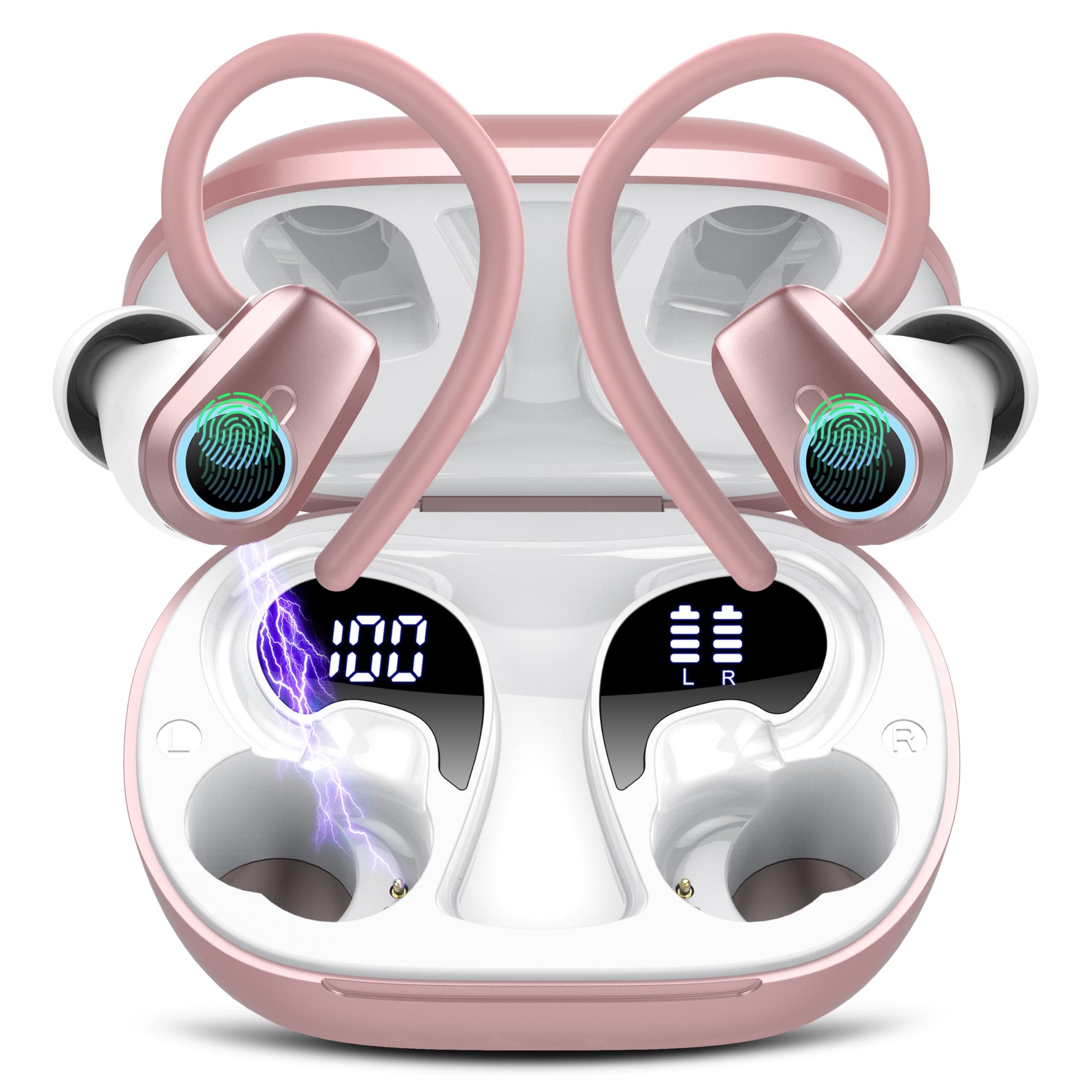 Rose Pink Bluetooth 5.3 Sport Earbuds with 50H Playtime and HD Noise Cancelling
| HD Stereo Noise Cancelling IP7 Waterp